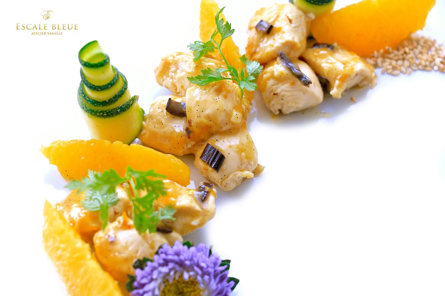 Poulet orange Vanille Bleue — gros plan