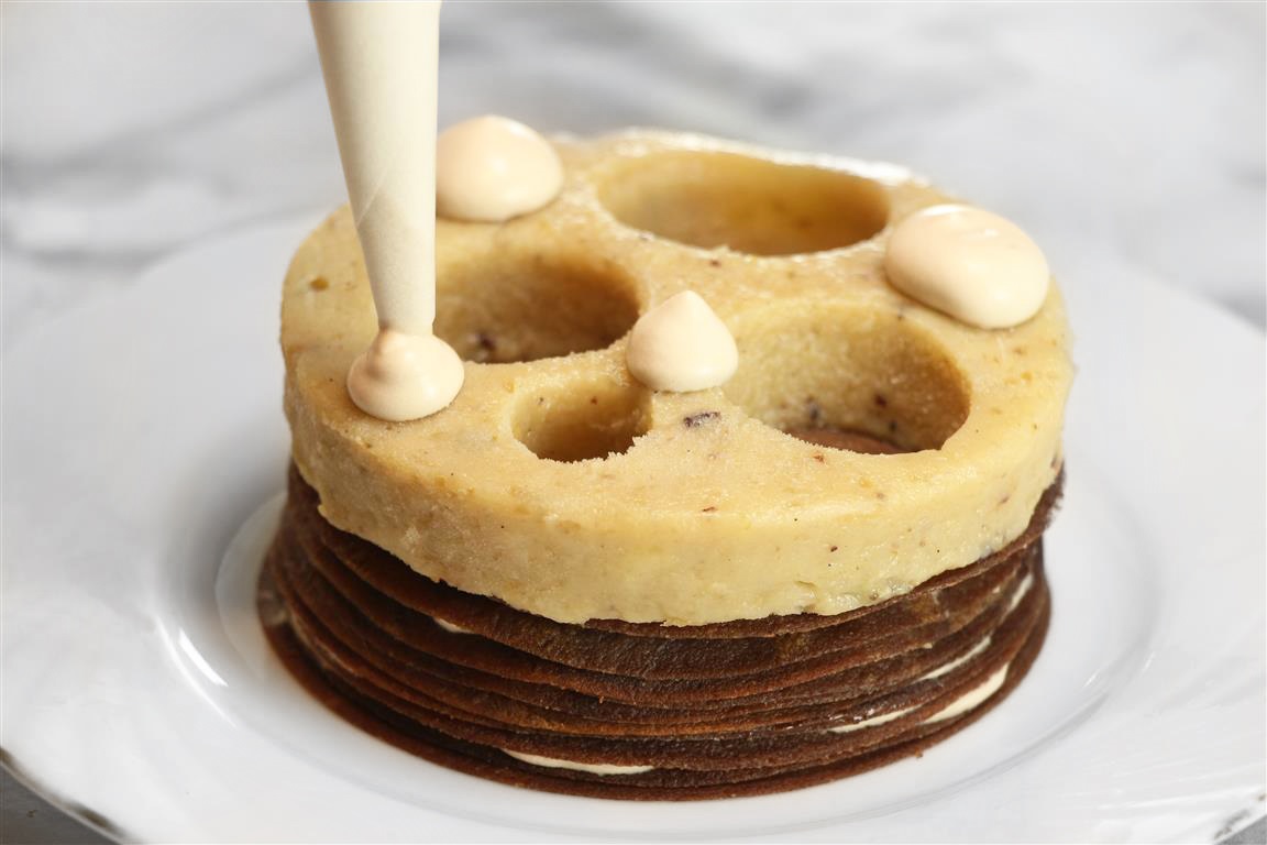 Crêpecake cacao banane Vanille Bleue — Escale Bleue